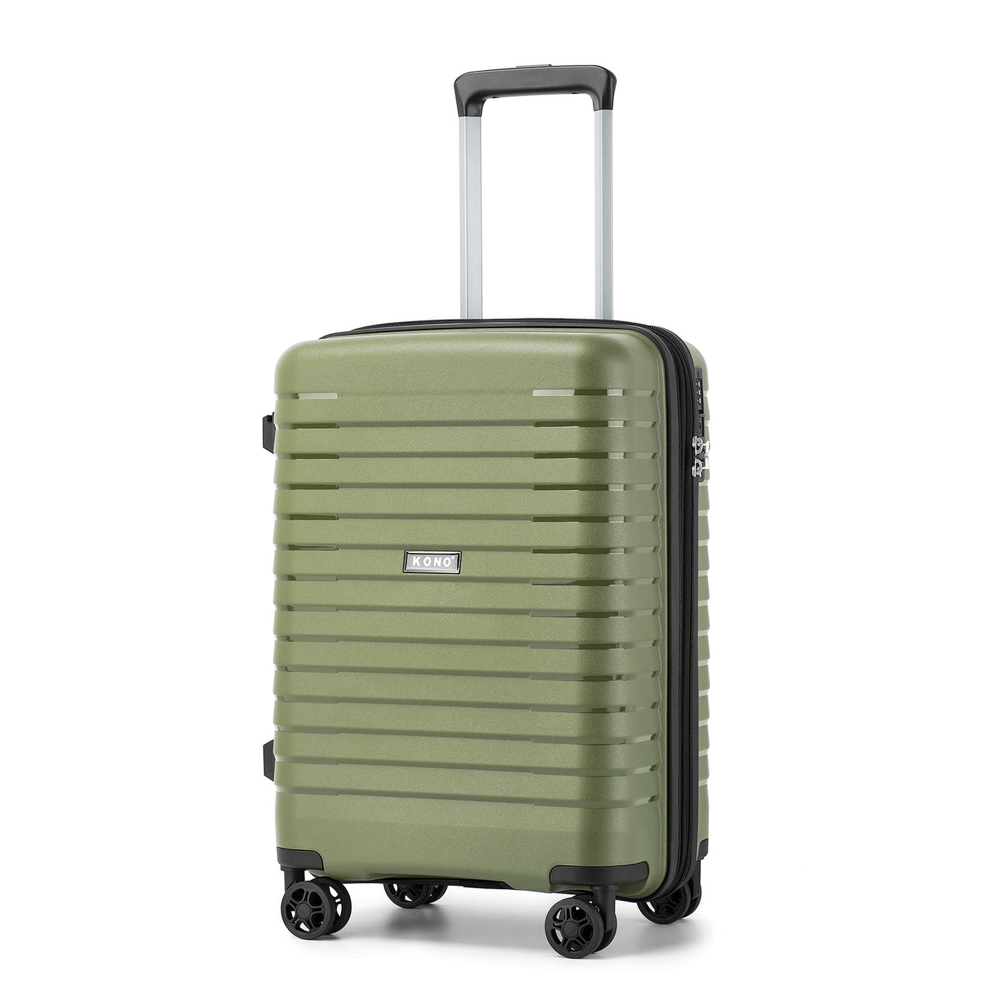 Kono Hard Shell Scratch-Resistant PP Luggage with Cup Holder, TSA Lock & Expandable Design-Cabin Trolley For Travel (KSK2595) - Green