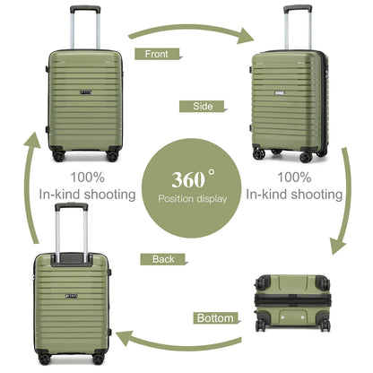 Kono Hard Shell Scratch-Resistant PP Luggage with Cup Holder, TSA Lock & Expandable Design-Cabin Trolley For Travel (KSK2595) - Green