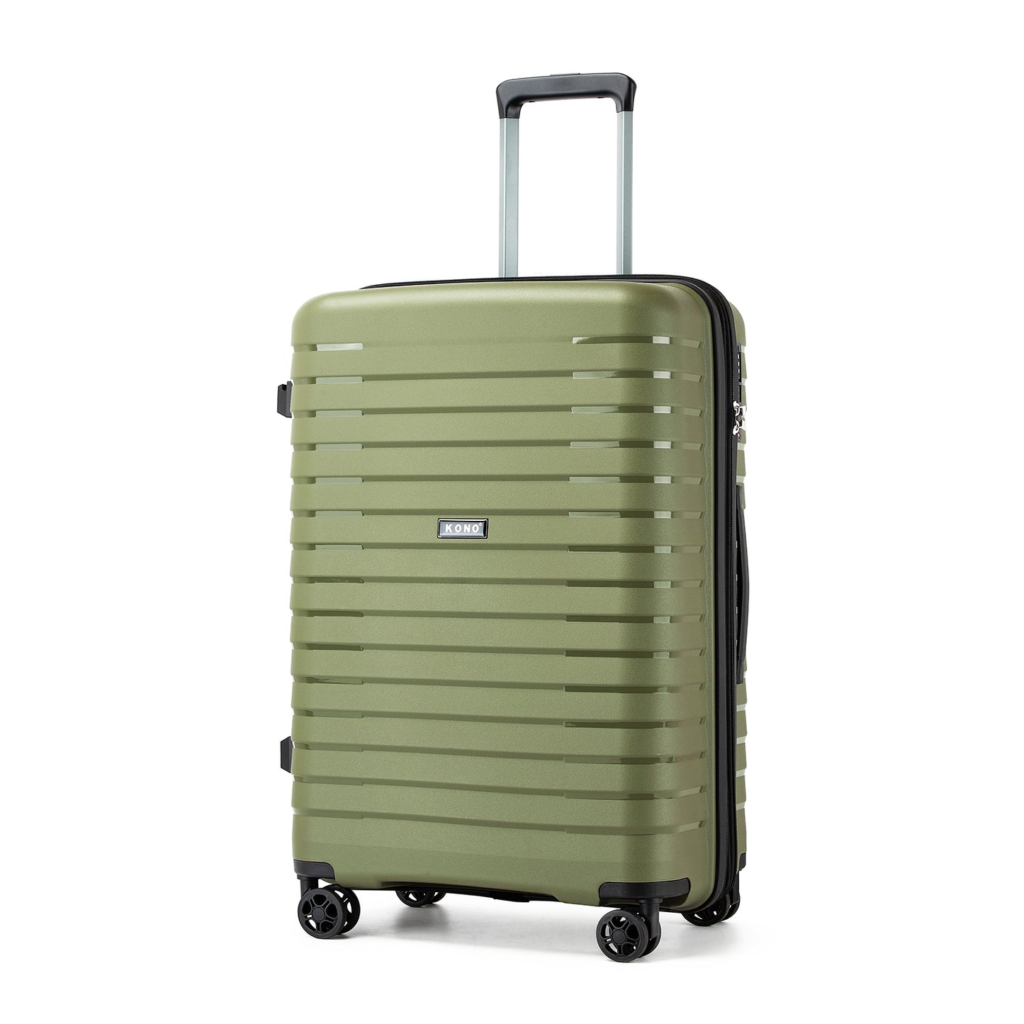 Kono Hard Shell Scratch-Resistant PP Luggage with Cup Holder, TSA Lock & Expandable Design-Cabin Trolley For Travel (KSK2595) - Green