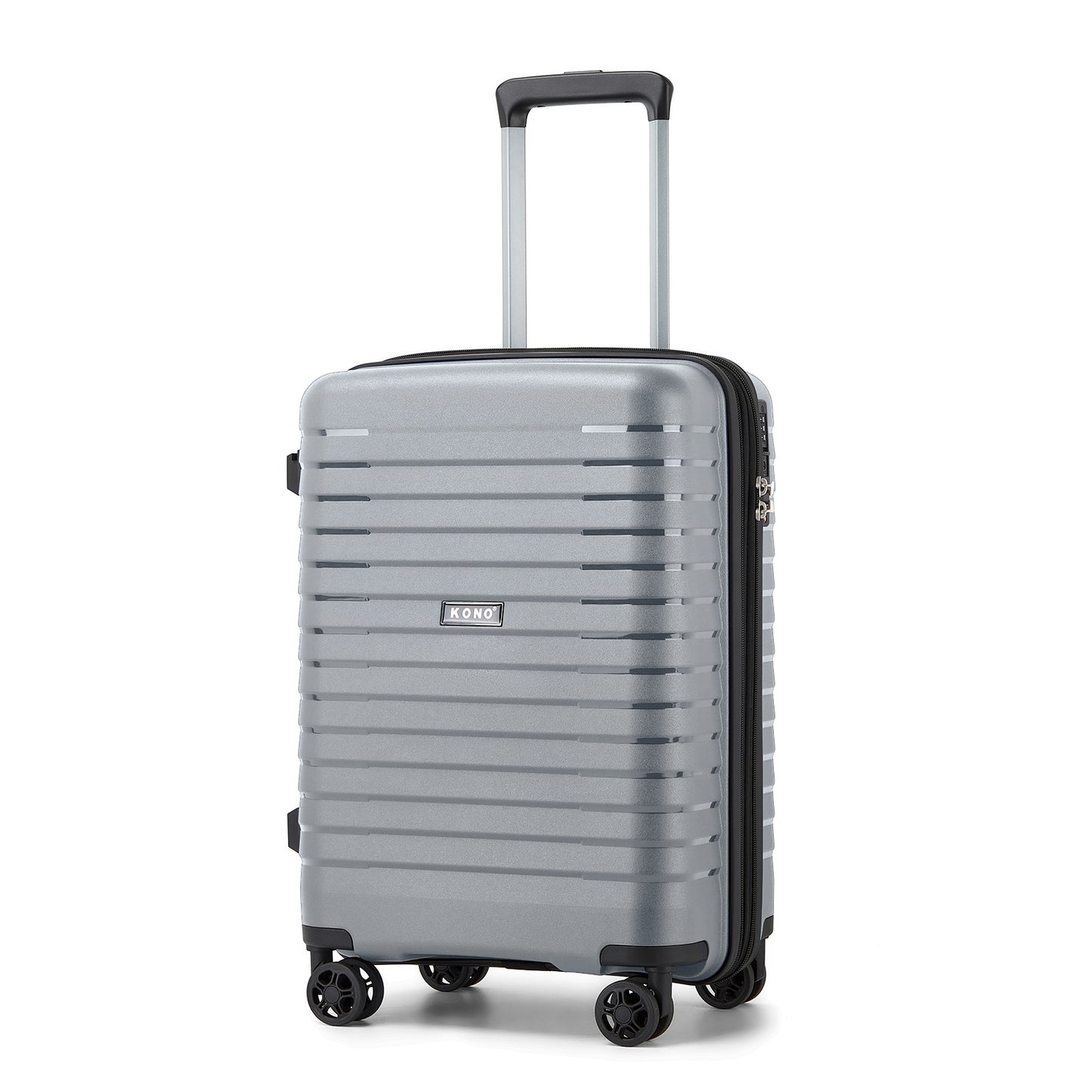 Kono Hard Shell Scratch-Resistant PP Luggage with Cup Holder, TSA Lock & Expandable Design-Cabin Trolley For Travel (KSK2595) - Grey