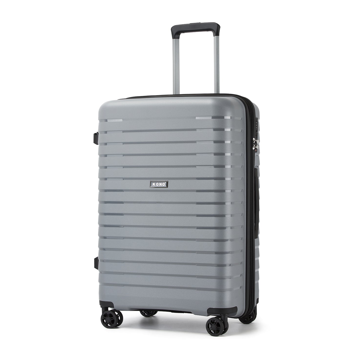 Kono Hard Shell Scratch-Resistant PP Luggage with Cup Holder, TSA Lock & Expandable Design-Cabin Trolley For Travel (KSK2595) - Grey