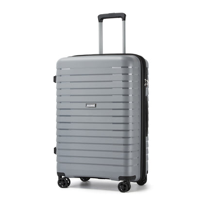 Kono Hard Shell Scratch-Resistant PP Luggage with Cup Holder, TSA Lock & Expandable Design-Cabin Trolley For Travel (KSK2595) - Grey