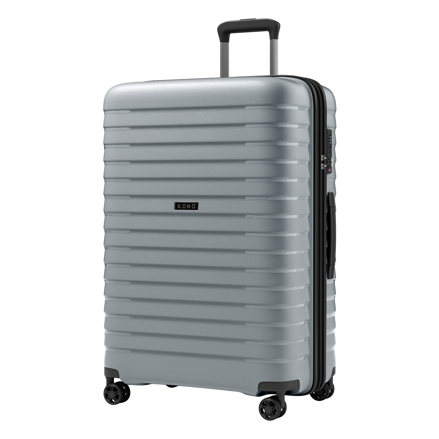 Kono Hard Shell Scratch-Resistant PP Luggage with Cup Holder, TSA Lock & Expandable Design-Cabin Trolley For Travel (KSK2595) - Grey