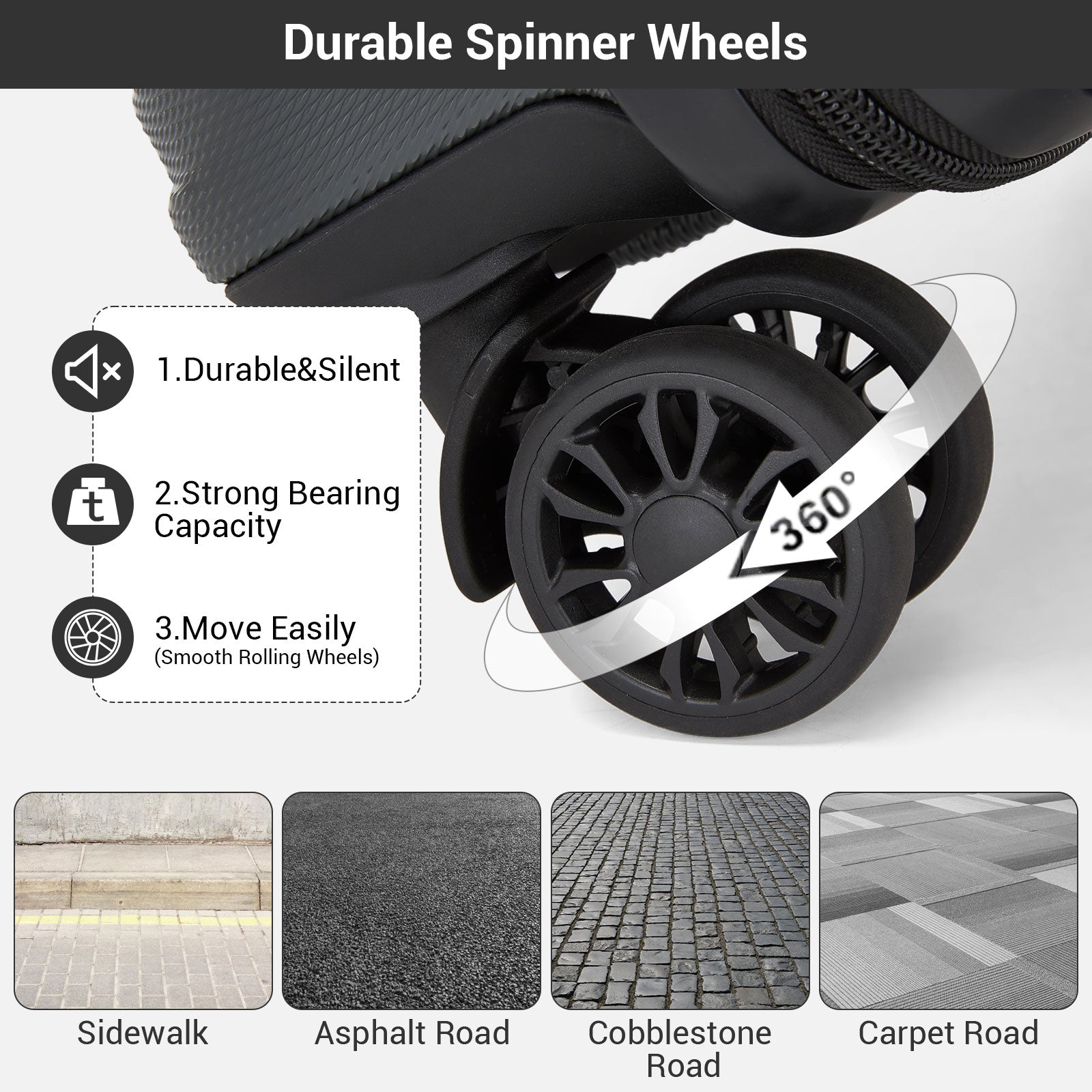 ABS Hard Shell Under-Seat Cabin Suitcase with Spinner Wheels – Grey