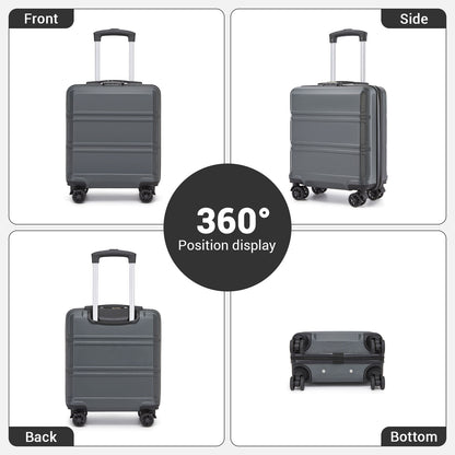Kono ABS Hard Shell Under-Seat Cabin Suitcase with Spinner Wheels (KSK2596) - Grey