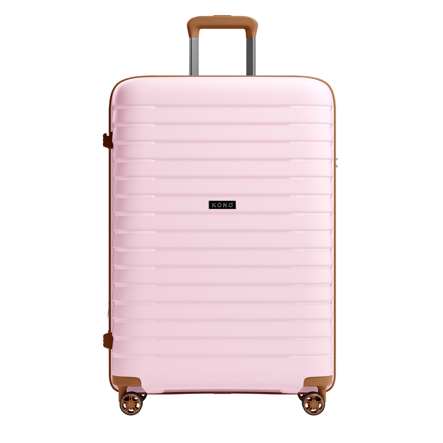 Kono Hard Shell Scratch-Resistant PP Luggage with Cup Holder, TSA Lock & Expandable Design-Cabin Trolley For Travel (KSK2595) - Pink & Brown