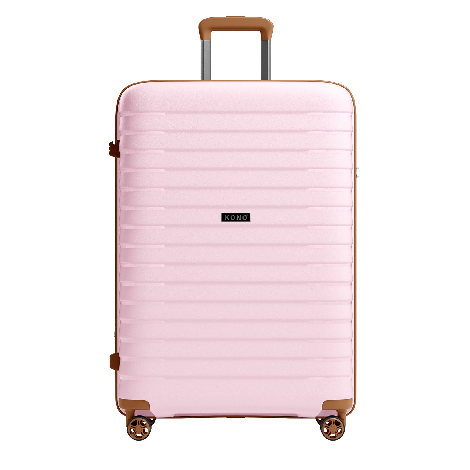 Kono Hard Shell Scratch-Resistant PP Luggage with Cup Holder, TSA Lock & Expandable Design-Cabin Trolley For Travel (KSK2595) - Pink & Brown