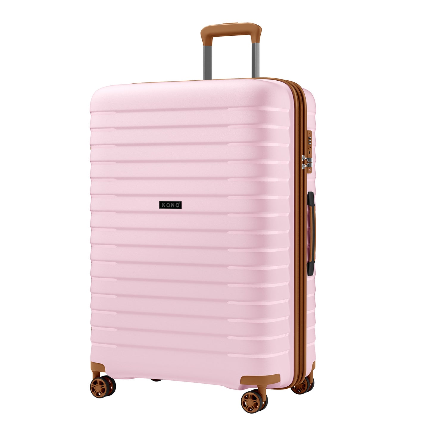 Kono Hard Shell Scratch-Resistant PP Luggage with Cup Holder, TSA Lock & Expandable Design-Cabin Trolley For Travel (KSK2595) - Pink & Brown