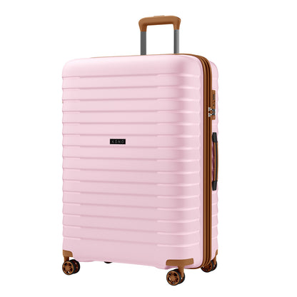 Kono Hard Shell Scratch-Resistant PP Luggage with Cup Holder, TSA Lock & Expandable Design-Cabin Trolley For Travel (KSK2595) - Pink & Brown