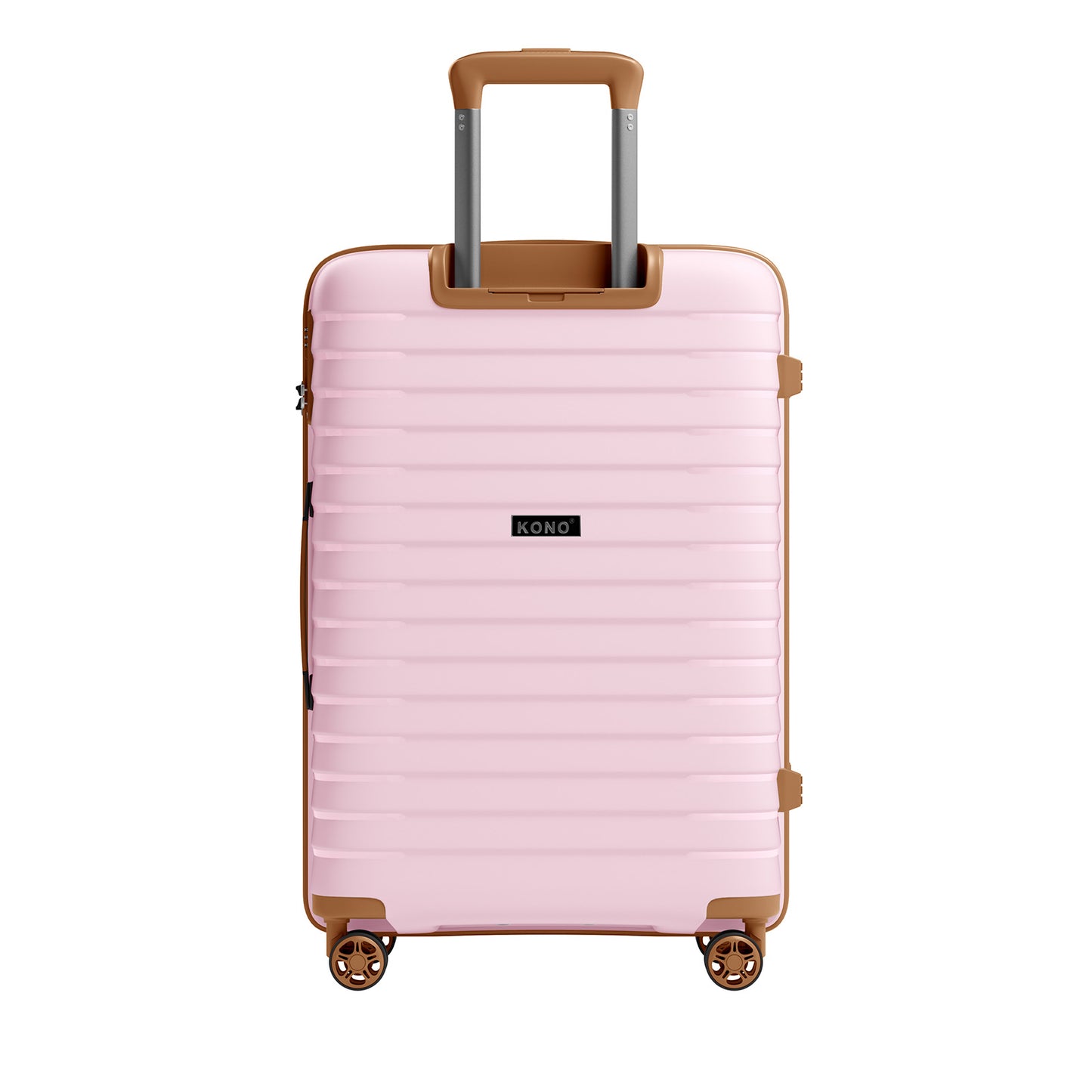 Kono Hard Shell Scratch-Resistant PP Luggage with Cup Holder, TSA Lock & Expandable Design-Cabin Trolley For Travel (KSK2595) - Pink & Brown