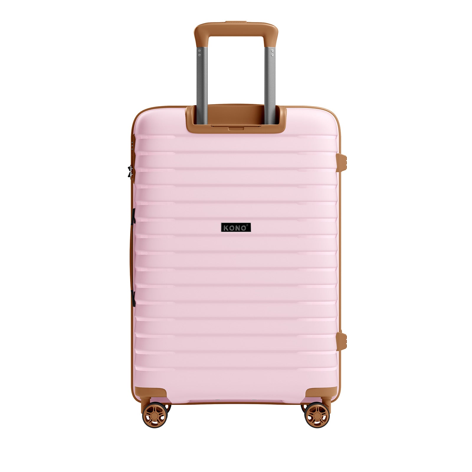 Kono Hard Shell Scratch-Resistant PP Luggage with Cup Holder, TSA Lock & Expandable Design-Cabin Trolley For Travel (KSK2595) - Pink & Brown