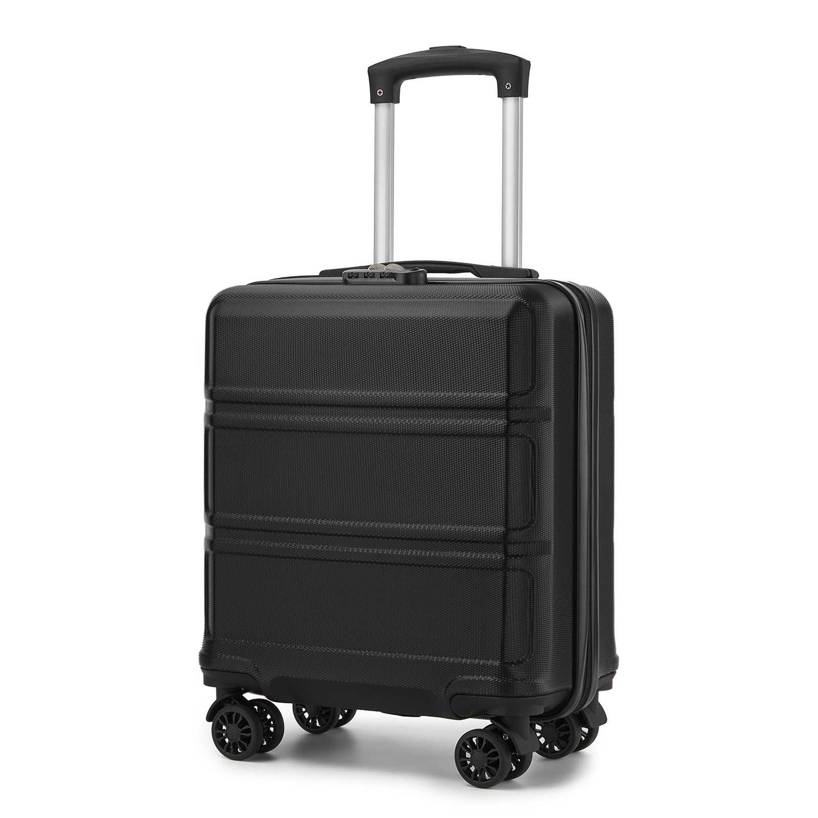 ABS Hard Shell Under-Seat Cabin Suitcase with Spinner Wheels – Black