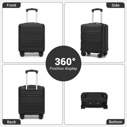 Kono ABS Hard Shell Under-Seat Cabin Suitcase with Spinner Wheels (KSK2596) - Black