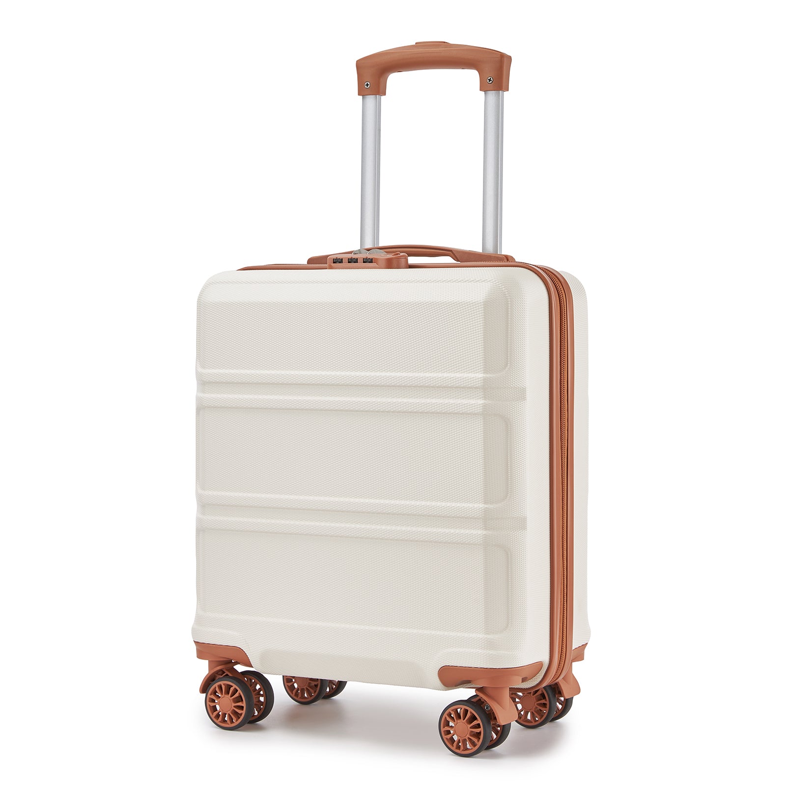ABS Hard Shell Under-Seat Cabin Suitcase with Spinner Wheels – Cream & Brown