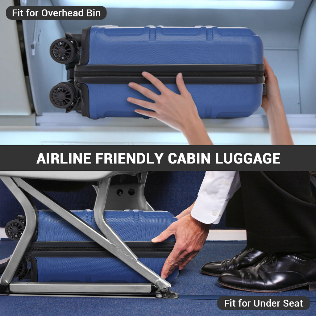 ABS Hard Shell Under-Seat Cabin Suitcase with Spinner Wheels – Navy