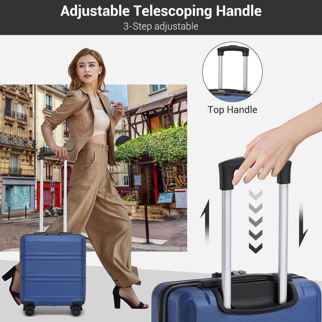 ABS Hard Shell Under-Seat Cabin Suitcase with Spinner Wheels – Navy