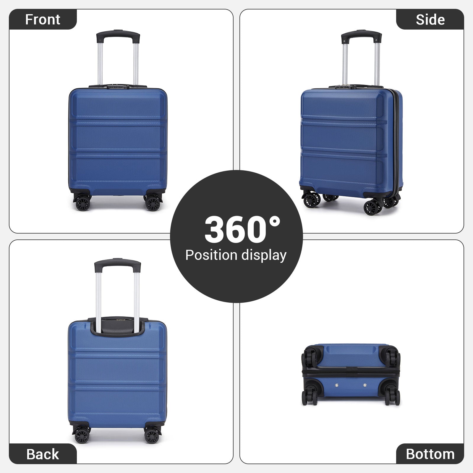 ABS Hard Shell Under-Seat Cabin Suitcase with Spinner Wheels – Navy