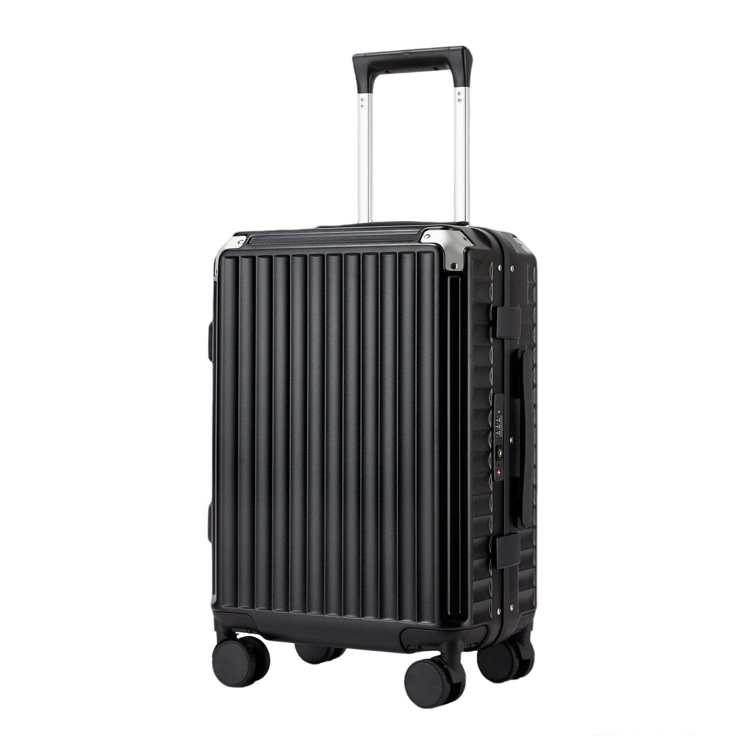 Kono Zipperless Aluminium Frame PC Hard Shell Suitcase – Smart Lock Travel Luggage with Phone Holder & Cup Holder (KSK2693) - Black