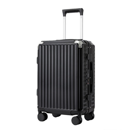 Kono Zipperless Aluminium Frame PC Hard Shell Suitcase – Smart Lock Travel Luggage with Phone Holder & Cup Holder (KSK2693) - Black