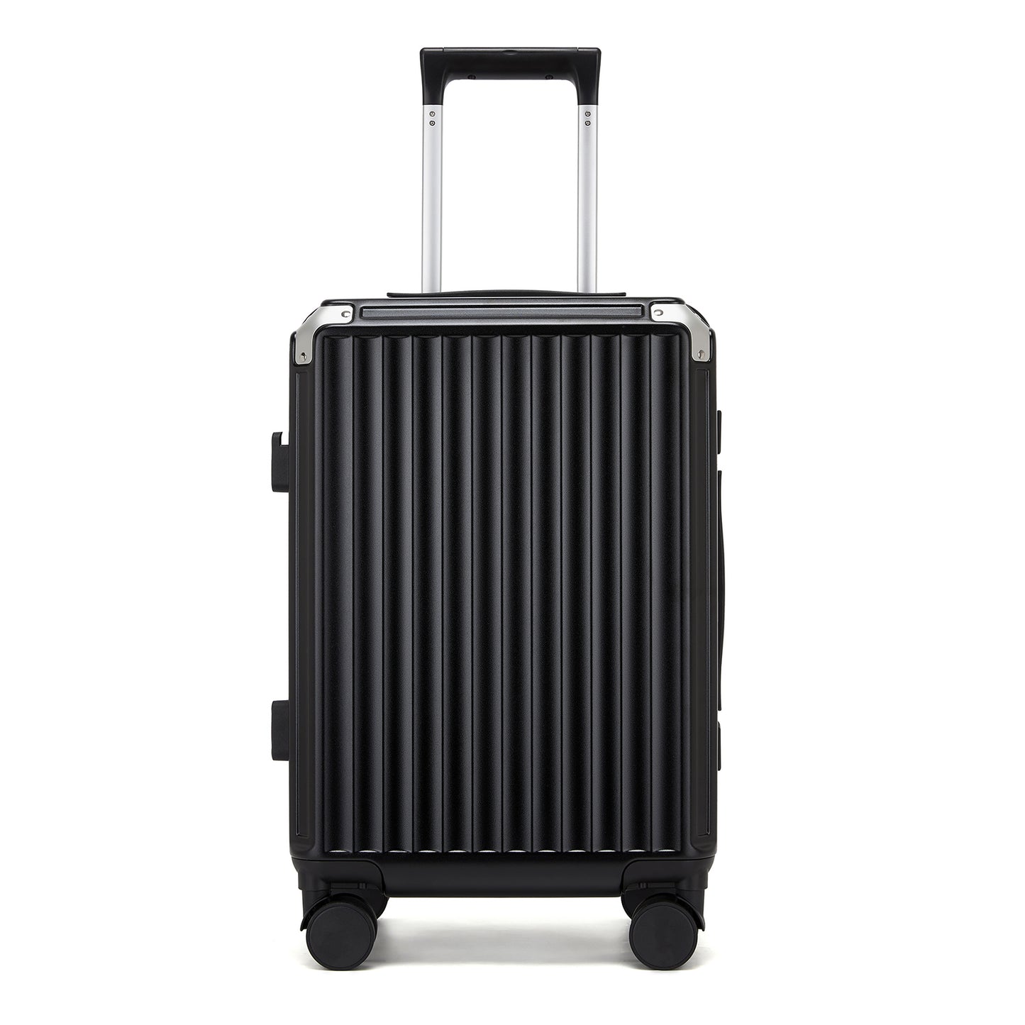 Kono Zipperless Aluminium Frame PC Hard Shell Suitcase – Smart Lock Travel Luggage with Phone Holder & Cup Holder (KSK2693) - Black