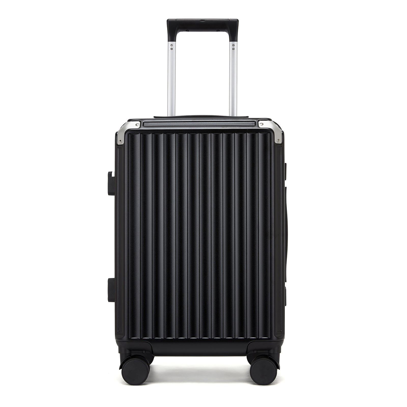 Kono Zipperless Aluminium Frame PC Hard Shell Suitcase – Smart Lock Travel Luggage with Phone Holder & Cup Holder (KSK2693) - Black