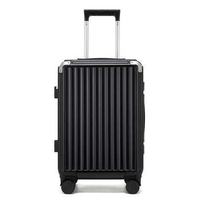 Kono Zipperless Aluminium Frame PC Hard Shell Suitcase – Smart Lock Travel Luggage with Phone Holder & Cup Holder (KSK2693) - Black