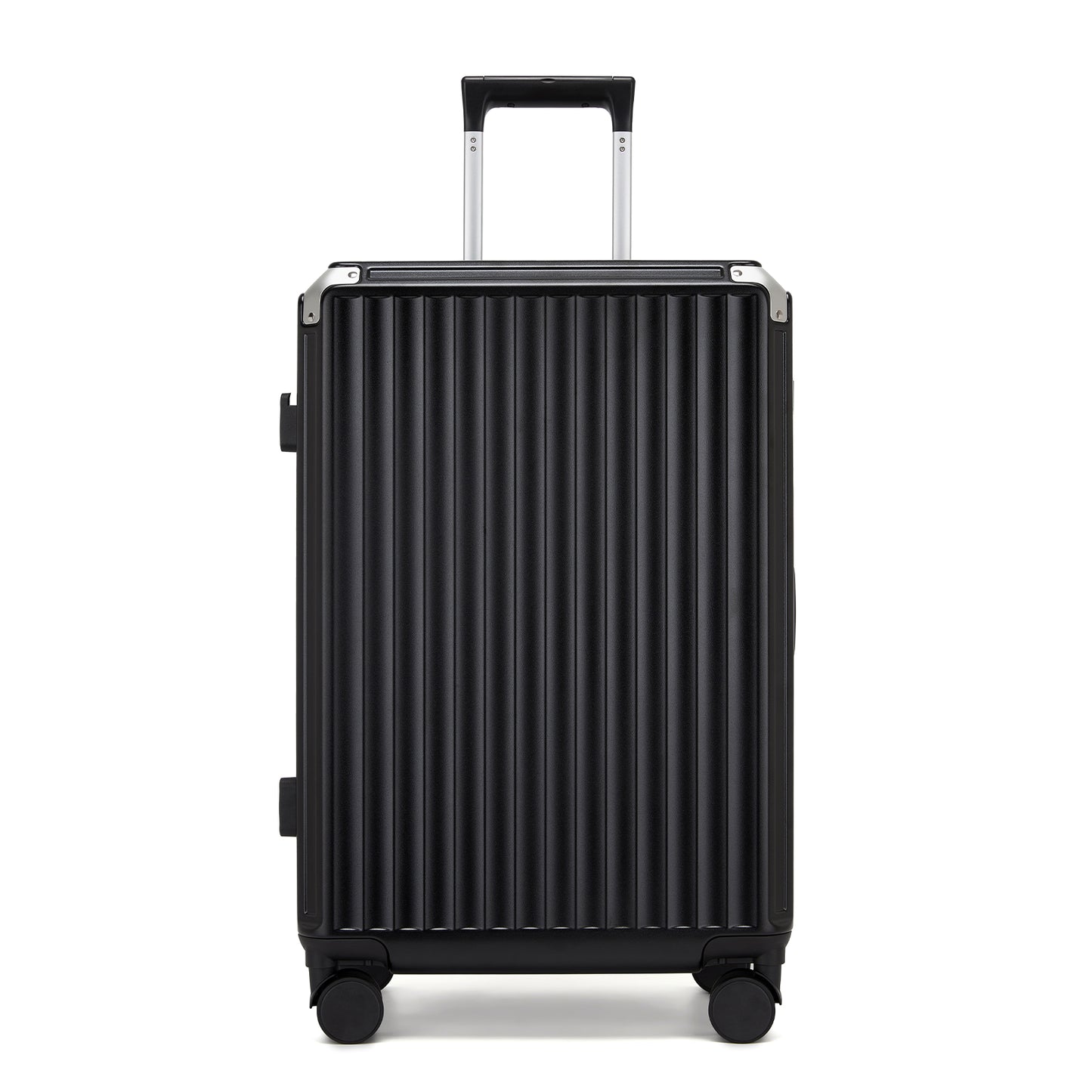 Kono Zipperless Aluminium Frame PC Hard Shell Suitcase – Smart Lock Travel Luggage with Phone Holder & Cup Holder (KSK2693) - Black