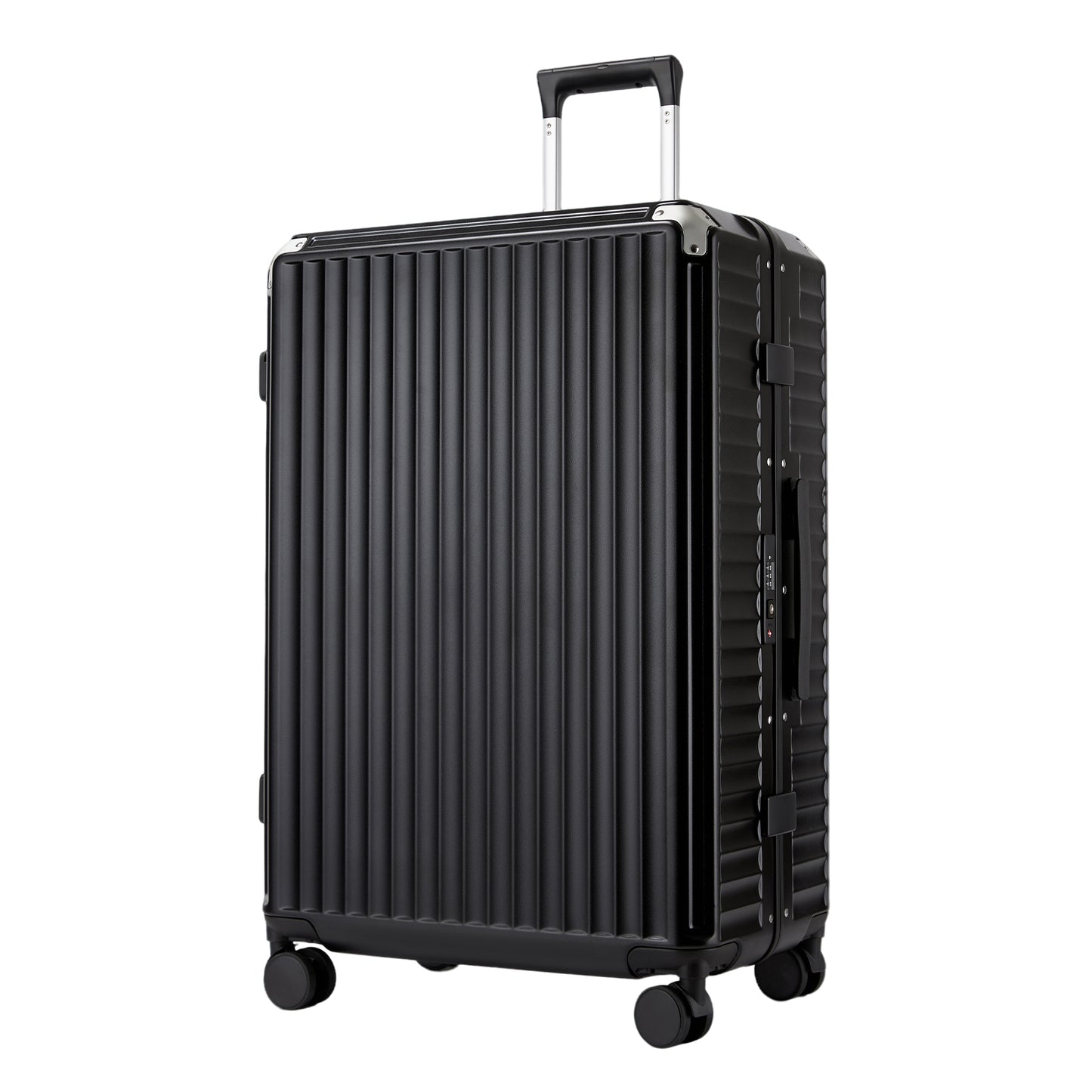 Kono Zipperless Aluminium Frame PC Hard Shell Suitcase – Smart Lock Travel Luggage with Phone Holder & Cup Holder (KSK2693) - Black
