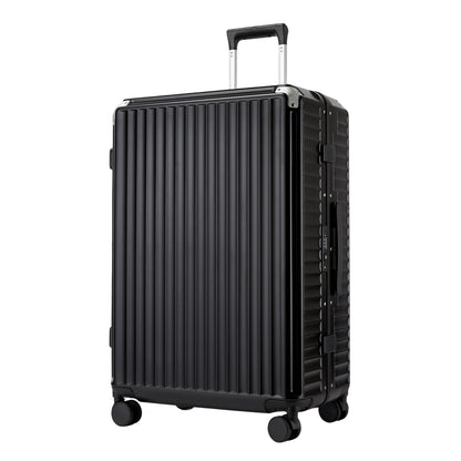 Kono Zipperless Aluminium Frame PC Hard Shell Suitcase – Smart Lock Travel Luggage with Phone Holder & Cup Holder (KSK2693) - Black
