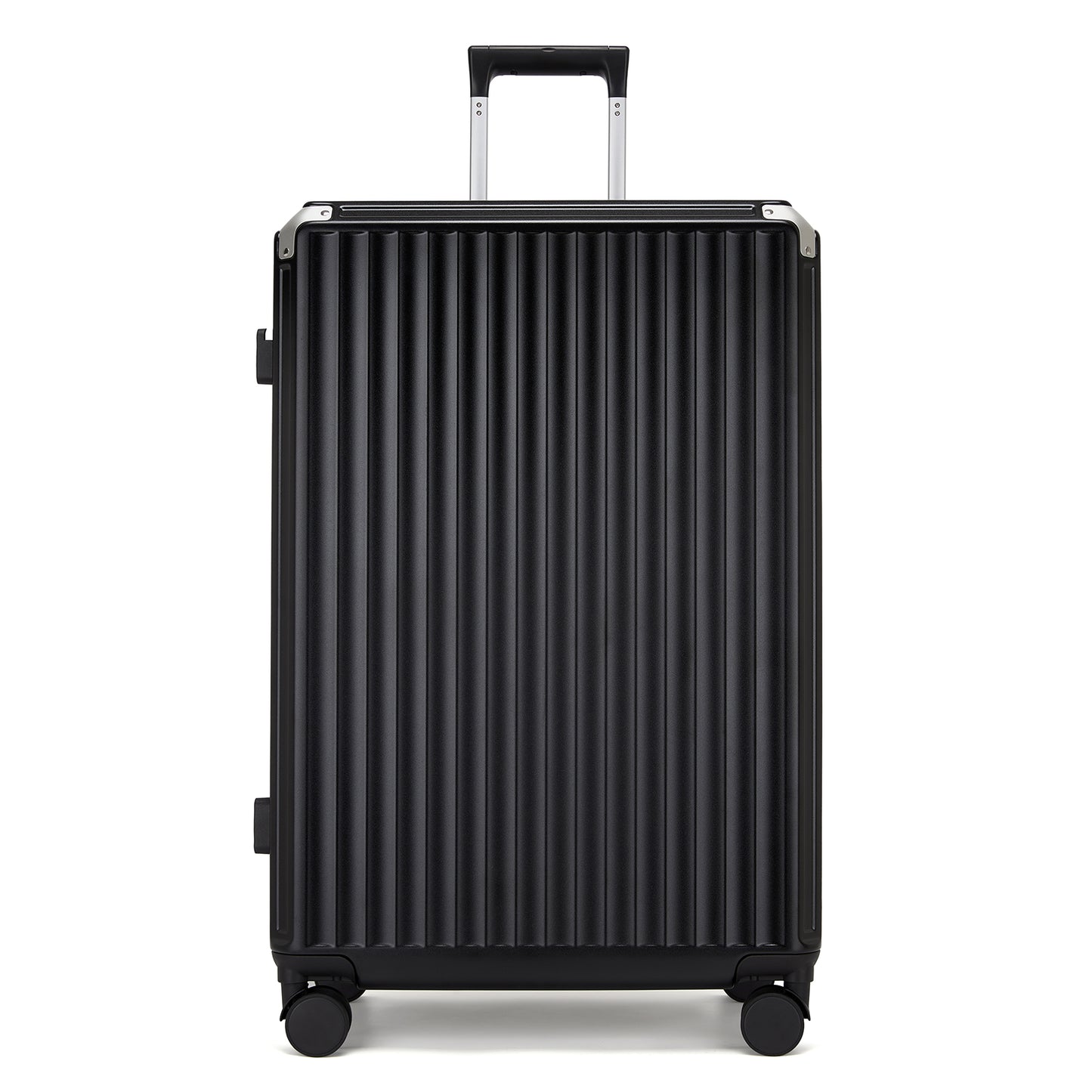 Kono Zipperless Aluminium Frame PC Hard Shell Suitcase – Smart Lock Travel Luggage with Phone Holder & Cup Holder (KSK2693) - Black
