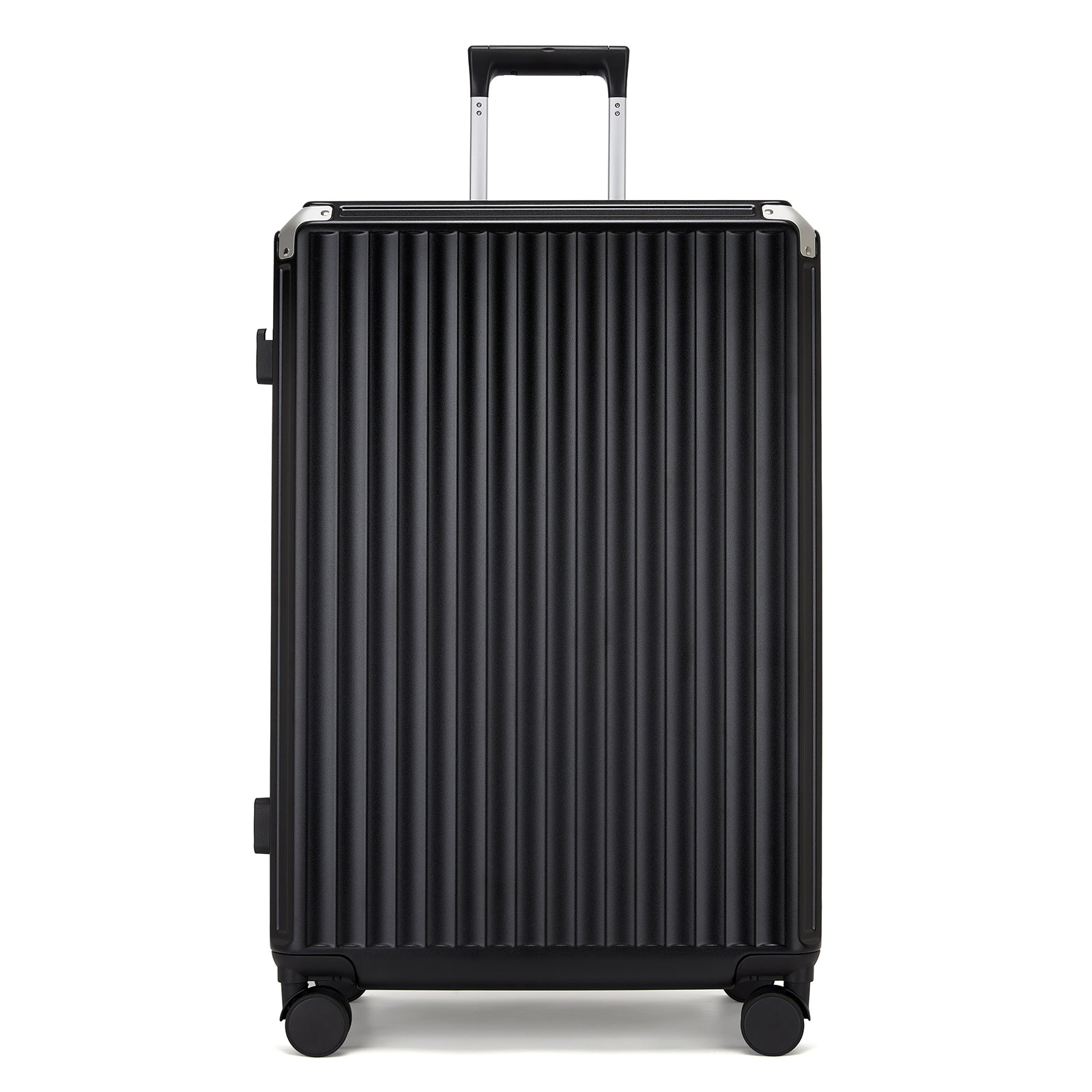 Kono Zipperless Aluminium Frame PC Hard Shell Suitcase – Smart Lock Travel Luggage with Phone Holder & Cup Holder (KSK2693) - Black