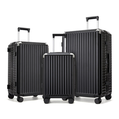 Kono 3-Piece Zipperless Aluminium Frame Luggage Set with TSA Lock, Smart Travel Features (KSK2693) - Black