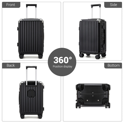 Kono 3-Piece Zipperless Aluminium Frame Luggage Set with TSA Lock, Smart Travel Features (KSK2693) - Black
