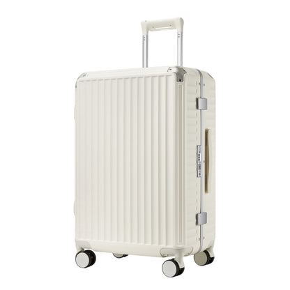 Kono Zipperless Aluminium Frame PC Hard Shell Suitcase – Smart Lock Travel Luggage with Phone Holder & Cup Holder (KSK2693) - White