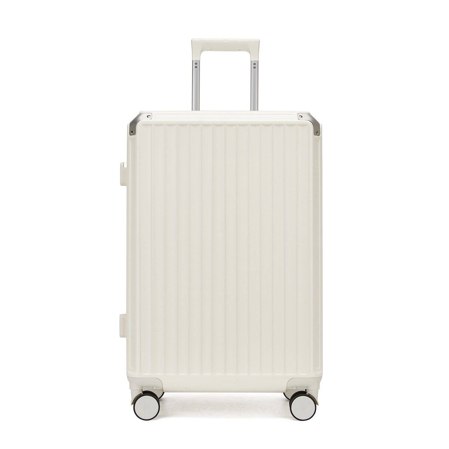Kono Zipperless Aluminium Frame PC Hard Shell Suitcase – Smart Lock Travel Luggage with Phone Holder & Cup Holder (KSK2693) - White