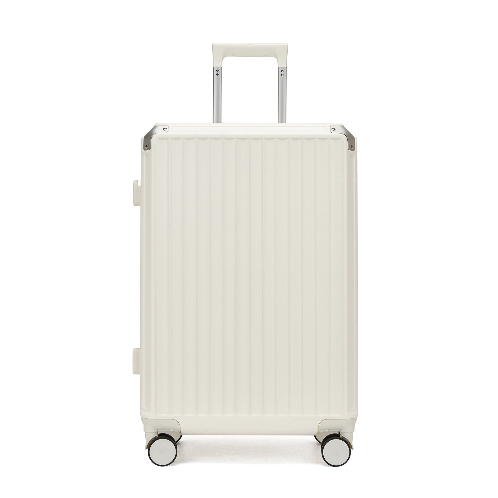 Kono Zipperless Aluminium Frame PC Hard Shell Suitcase – Smart Lock Travel Luggage with Phone Holder & Cup Holder (KSK2693) - White