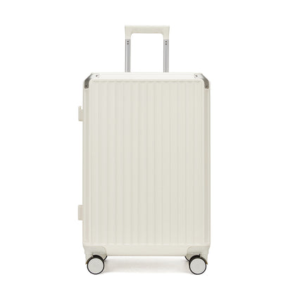 Kono Zipperless Aluminium Frame PC Hard Shell Suitcase – Smart Lock Travel Luggage with Phone Holder & Cup Holder (KSK2693) - White