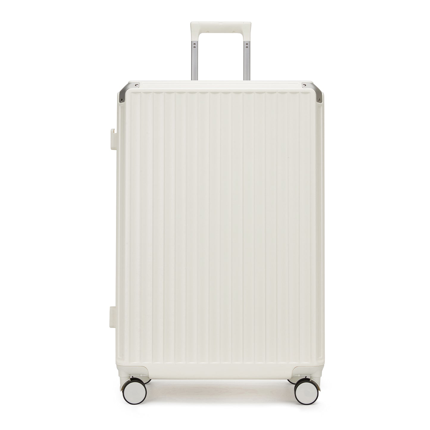 Kono Zipperless Aluminium Frame PC Hard Shell Suitcase – Smart Lock Travel Luggage with Phone Holder & Cup Holder (KSK2693) - White