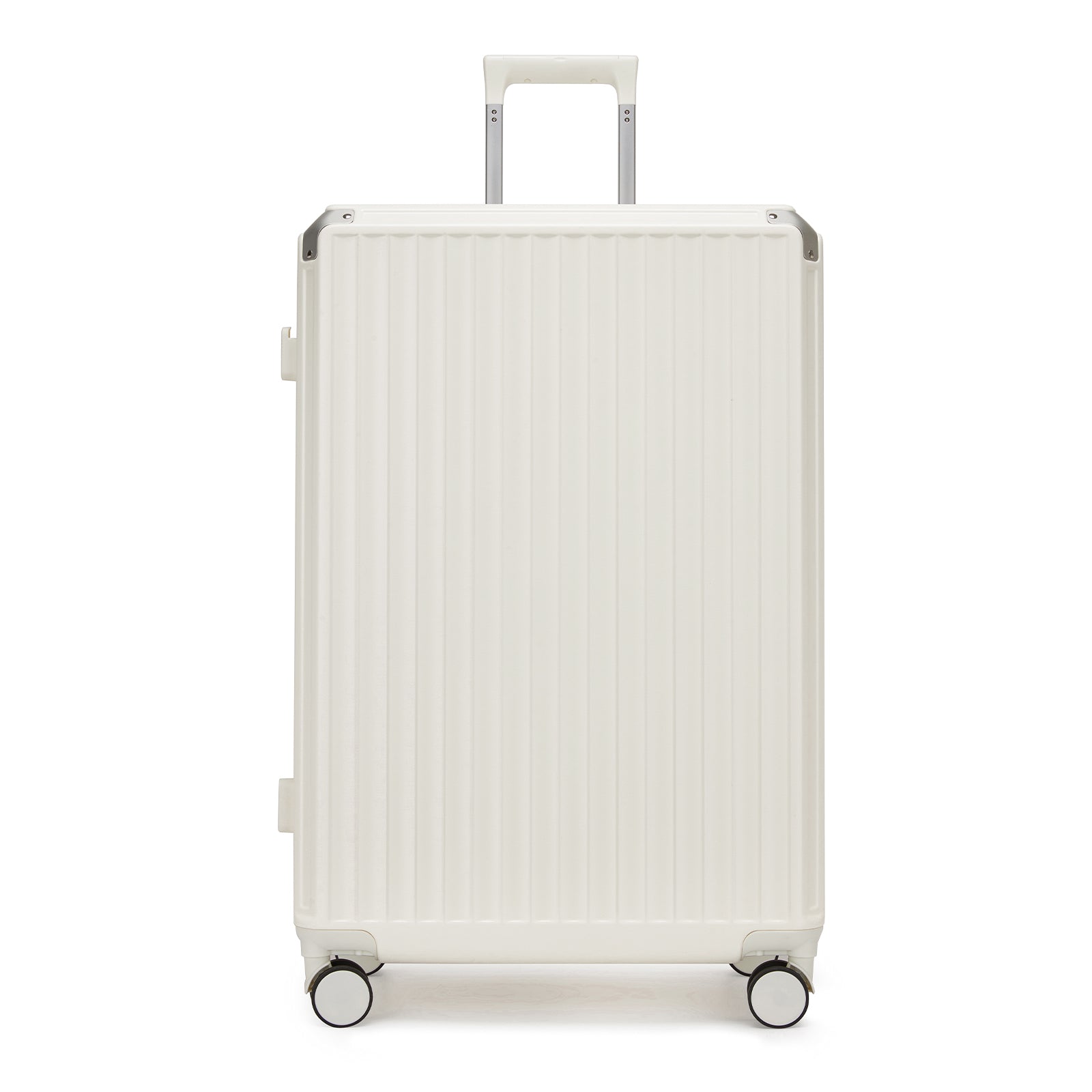 Kono Zipperless Aluminium Frame PC Hard Shell Suitcase – Smart Lock Travel Luggage with Phone Holder & Cup Holder (KSK2693) - White