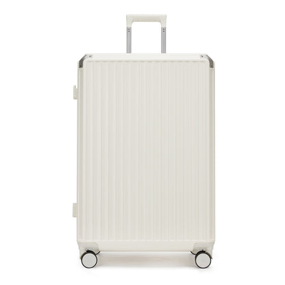Kono Zipperless Aluminium Frame PC Hard Shell Suitcase – Smart Lock Travel Luggage with Phone Holder & Cup Holder (KSK2693) - White