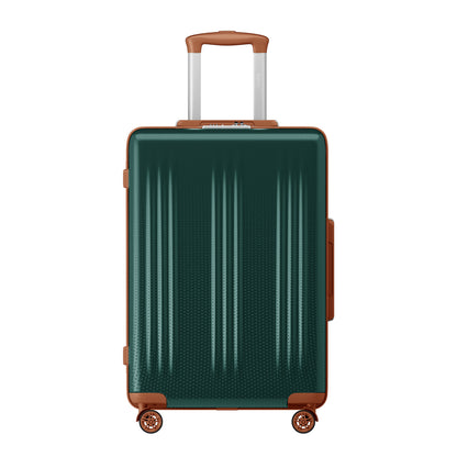 Kono Premium ABS+PC Hard Shell Cabin Suitcase with TSA Lock and Smooth 360° Silent Spinner Wheels (KSK2583) - Green & Brown