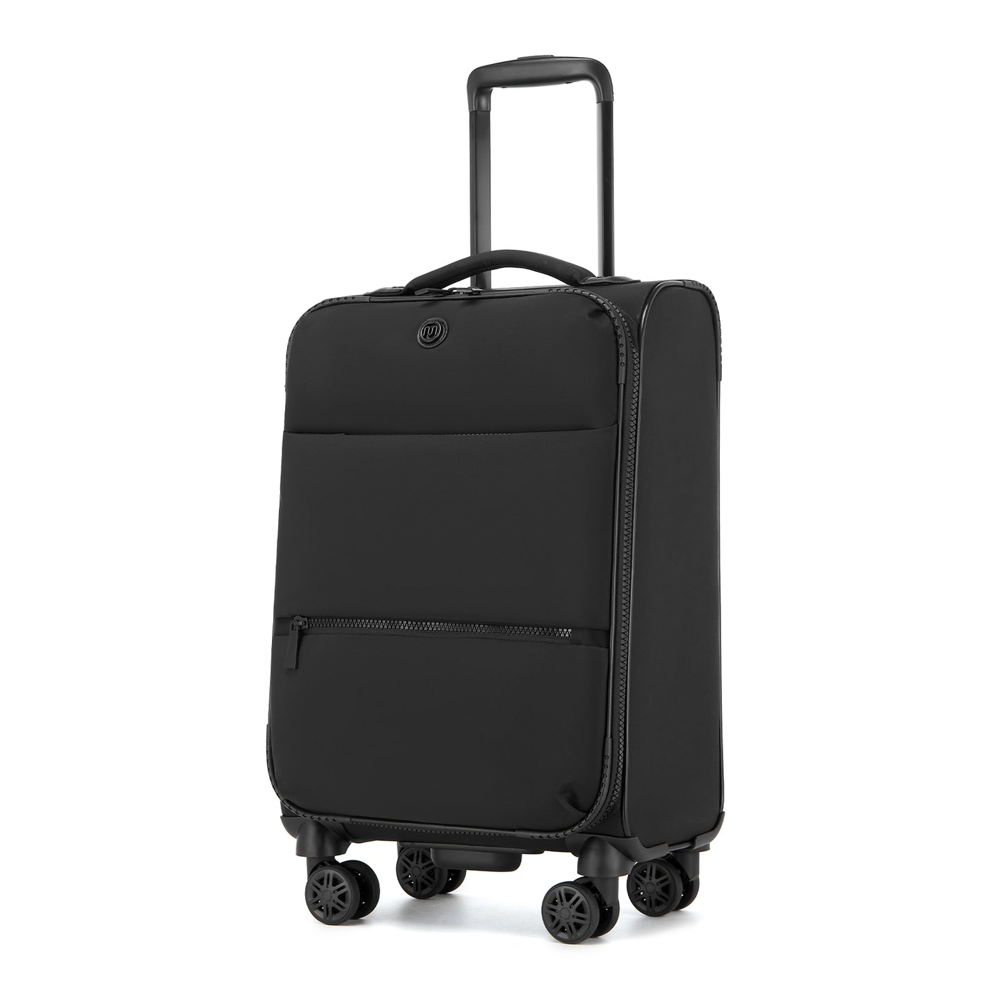 Women's Lightweight Softshell Suitcase with Spinner Wheels and Spacious Compartments (KSN2593) - Black