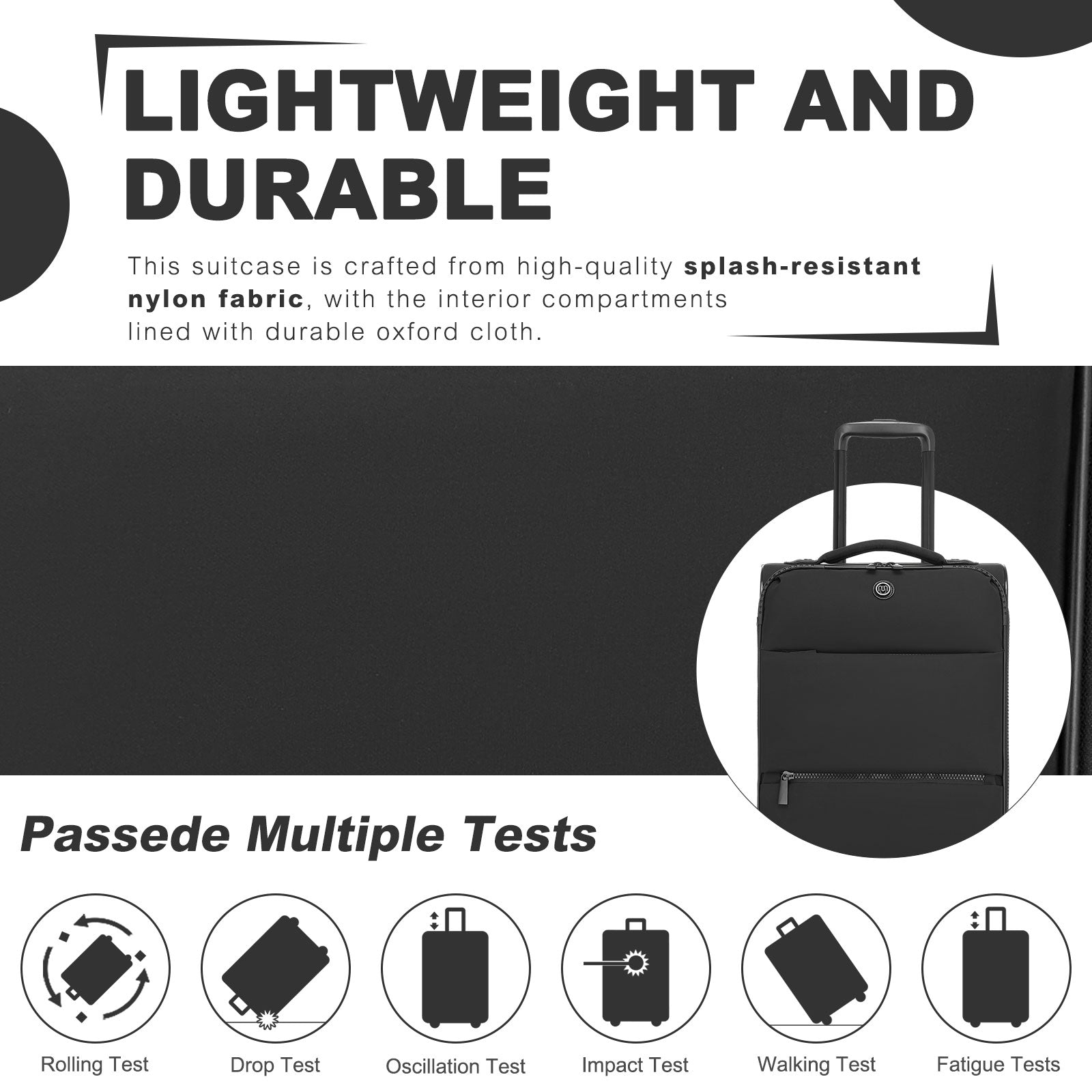 Women’s Lightweight Softshell Suitcase with Spinner Wheels & Spacious Compartments – Black