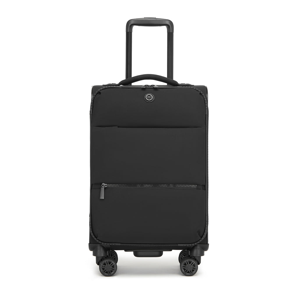 Women’s Lightweight Softshell Suitcase with Spinner Wheels & Spacious Compartments – Black
