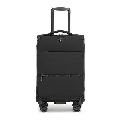 Women's Lightweight Softshell Suitcase with Spinner Wheels and Spacious Compartments (KSN2593) - Black