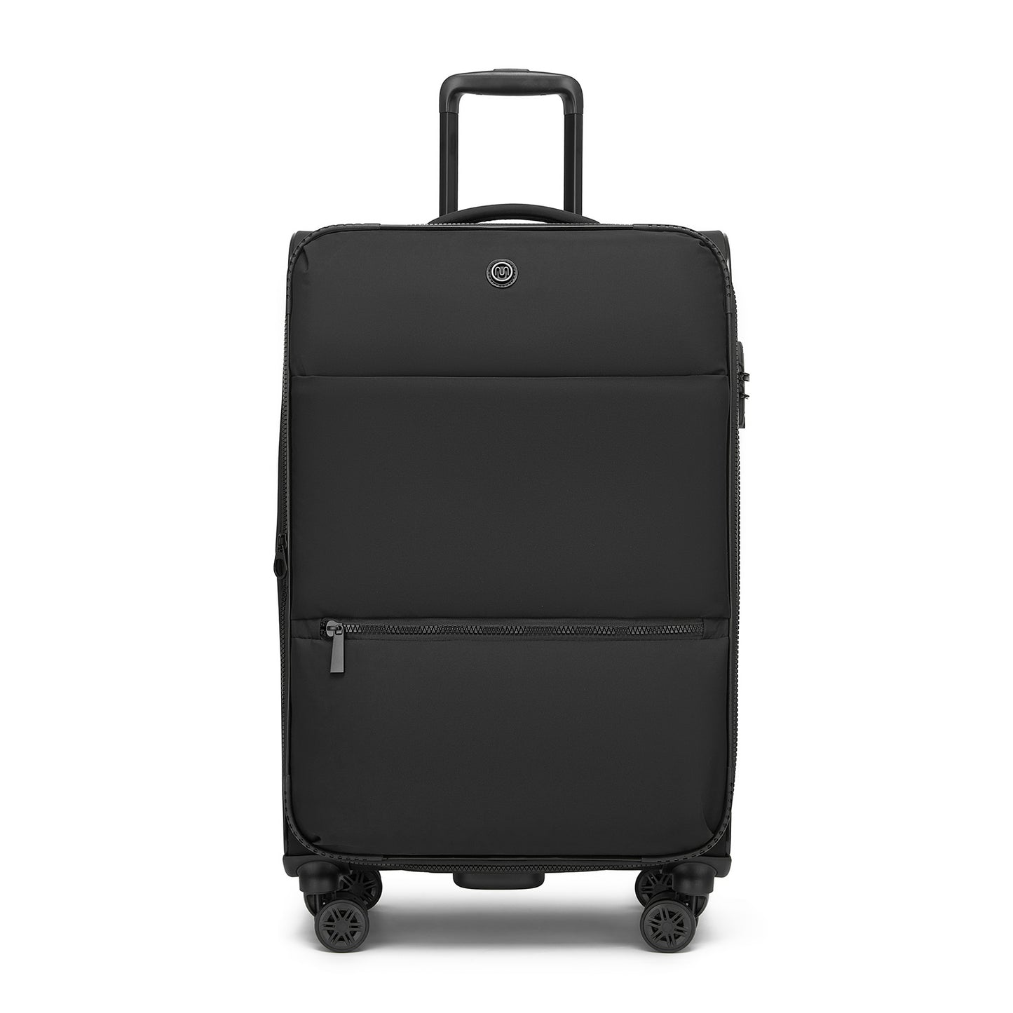 Women's Lightweight Softshell Suitcase with Spinner Wheels and Spacious Compartments (KSN2593) - Black