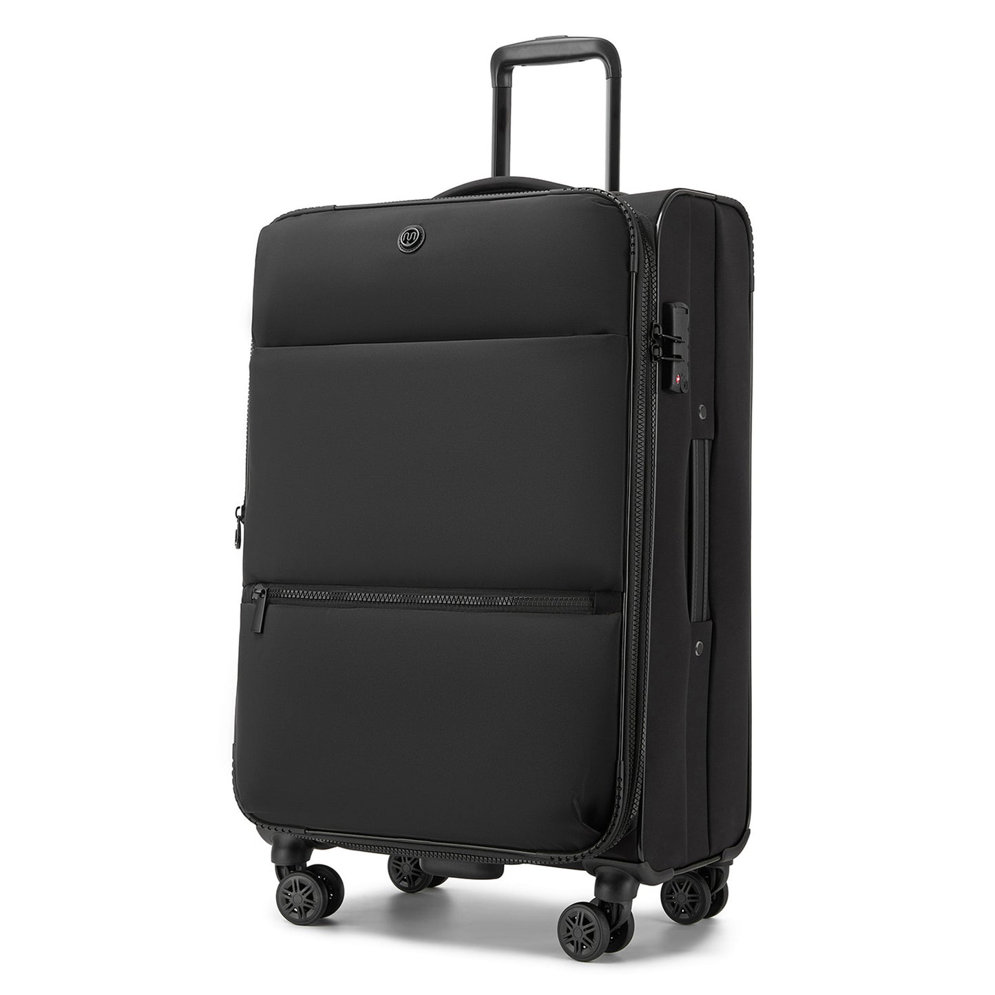 Women's Lightweight Softshell Suitcase with Spinner Wheels and Spacious Compartments (KSN2593) - Black