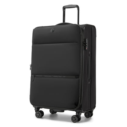 Women's Lightweight Softshell Suitcase with Spinner Wheels and Spacious Compartments (KSN2593) - Black