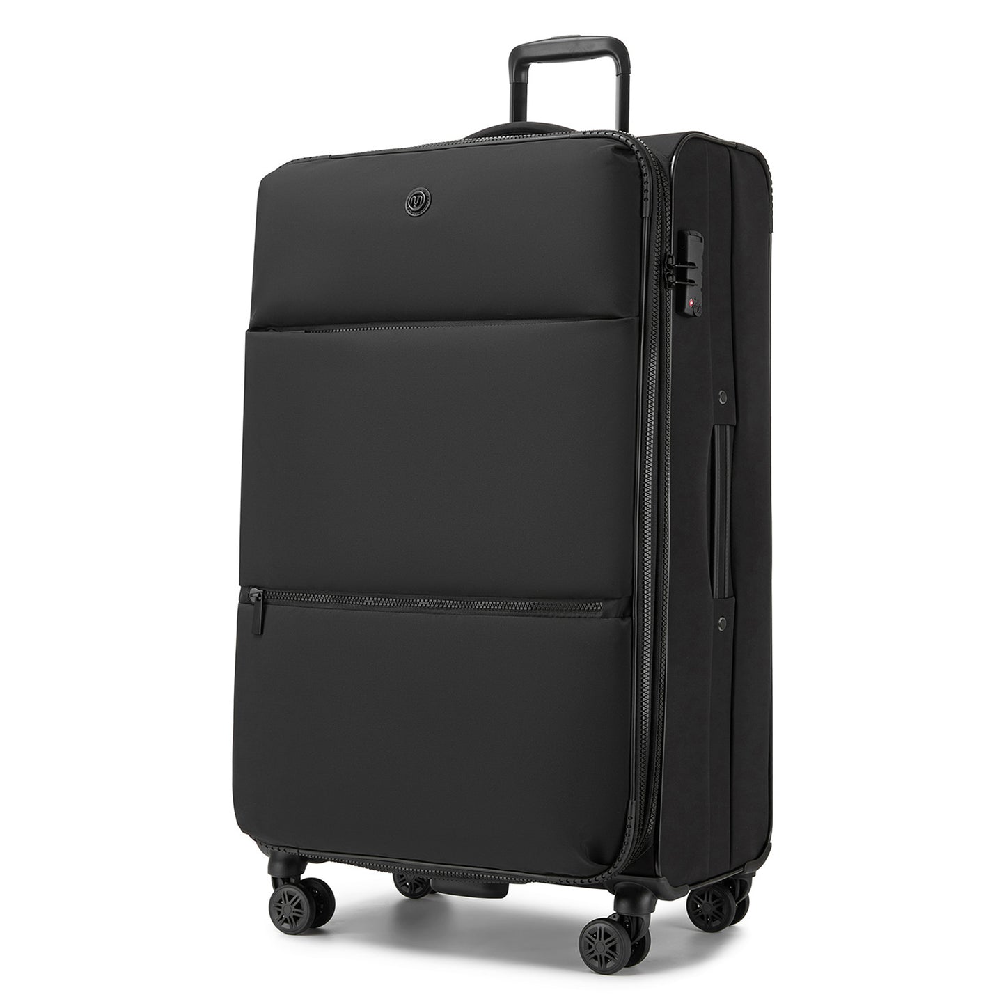 Women's Lightweight Softshell Suitcase with Spinner Wheels and Spacious Compartments (KSN2593) - Black