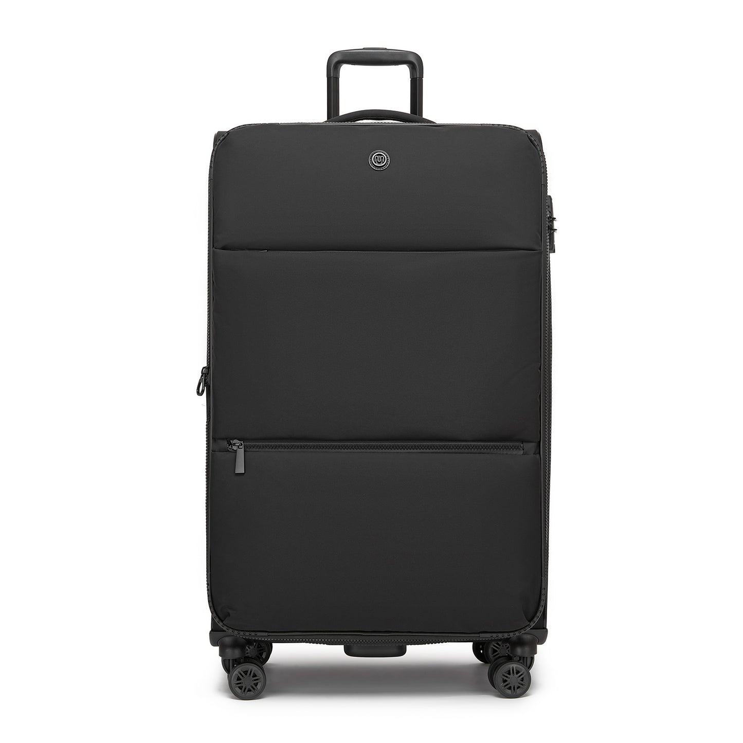 Women's Lightweight Softshell Suitcase with Spinner Wheels and Spacious Compartments (KSN2593) - Black